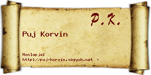 Puj Korvin névjegykártya